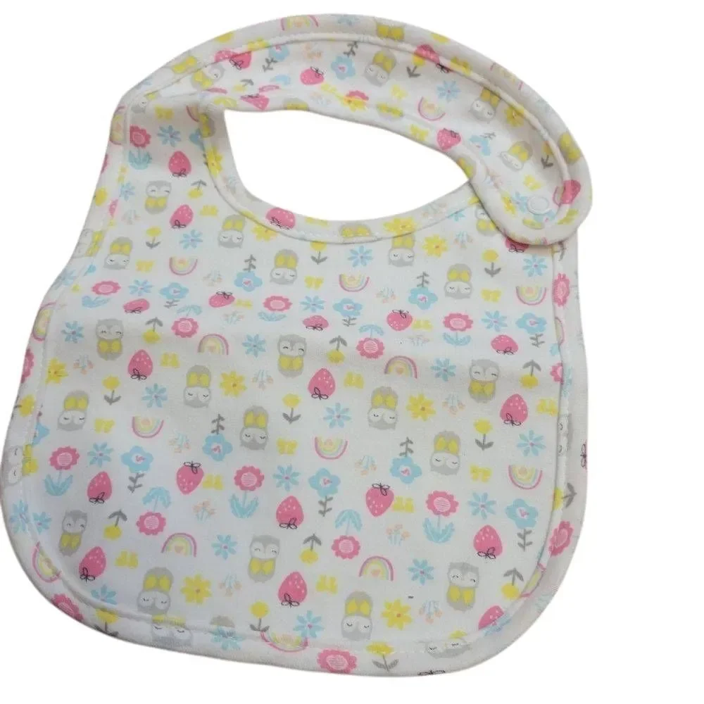 2 New bibs Owl Rainbow Heart Valentines